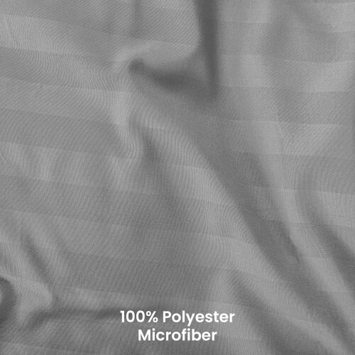 (Super King, Grey) Stripe Duvet Cover Set & Pillowcase Pair 2