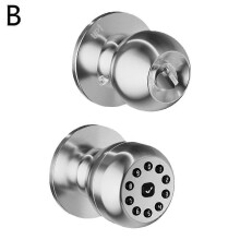 (Gray) Spherical Intelligent Password Door Lock Password + Mechanical Key