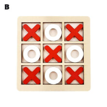 (Red white) Wooden Tic Tac Toe/ Noughts and Crosses Game Family Board Games