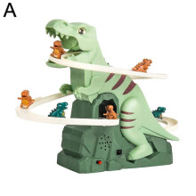 (1pcs, Black) Dinosaur assembly puzzle fun electric slide track toy car birthday gift