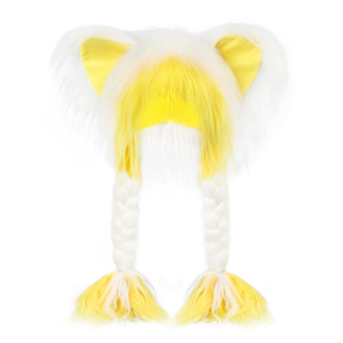 Cartoon Animal Themed Winter Hat Soft Polyester-White yellow
