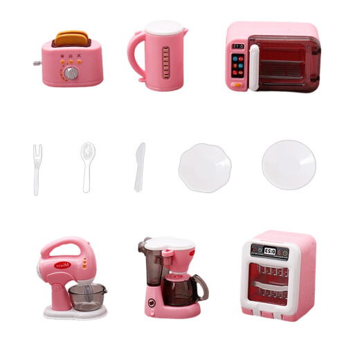 Tiny Pretend Play Household Items 11Pcs Doll Accessories-Pink