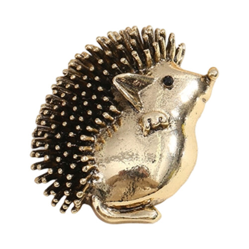 Handmade Small Hedgehog Brooch Lightweight Alloy Accessory-Gold