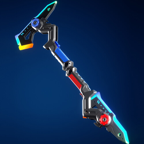 Sound Light Transforming Swords Axes Interactive-blazing red 2