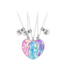 (sequin) 3pcs Good Elegant Necklace Magnet Necklace Dolphin Friend Set Splicing Creative Heart