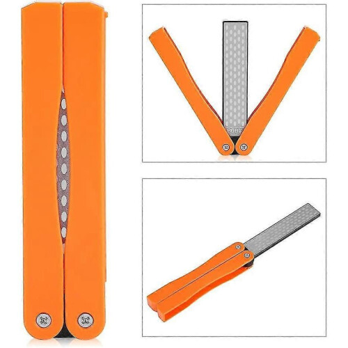 Folding Double Sided Diamond Whetstone Tool Home Kitchen Knife Sharpener (Orange) - DD01