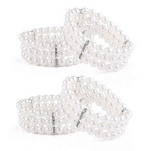 4pcs 3-row Faux Pearl Bracelet Elastic Simulated Pearl Bracelet Anniversary Wedding Birthday - DD