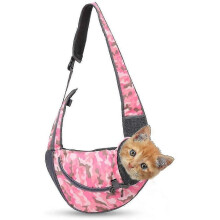 (L, pink) Pet Sling Carrier Bag Pets Travel Bags Outdoor Shoulder Carrier Bag (size S) - DD