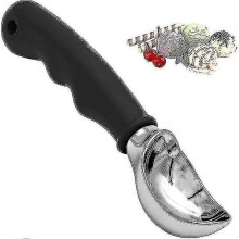 Polished Stainless Steel Ice Cream Scoop with Non-slip Rubber Handle - Ri