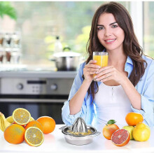 Manual Lemon Squeezer Stainless Steel 304 Robust Orange Grapefruit Lime Hand Reamer Rotation Press - DD01