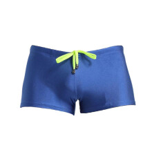 (S, Dark Blue) Low Rise High Elasticity 3d Cutting Swimming Trunks Men Swim Shorts Guanguan