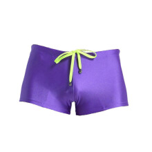 (M, Purple) Low Rise High Elasticity 3d Cutting Swimming Trunks Men Swim Shorts Guanguan