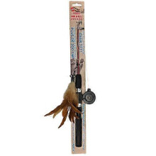 Spot Cat Toy Fishing Rod N Reel Kitty Teaser, Black, Brown, 1 Each/16 in