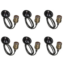 6x Vintage Lamp Light Base Socket Holder E27 Screw Bulbs -suitable compatible with Bare Bulb Features With Wire