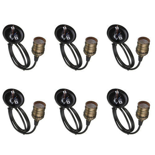 6x Vintage Lamp Light Base Socket Holder E27 Screw Bulbs -suitable compatible with Bare Bulb Features With Wire