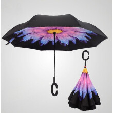 Parapluie pliant à poignée en C, imperméable et coupe-vent, double couche