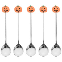 Lot de 6 cuillères à gâteau en acier inoxydable, motif citrouille, pour Halloween