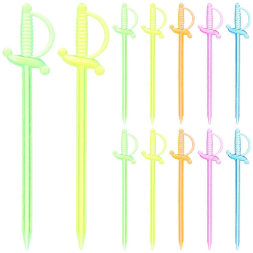 200pcs Plastic Cocktail Sword Picks Party Fruit Picks Sword Shaped Appetizer Picks