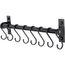 Porta pentole - Binario appendiabiti per pentole e padelle con 8 ganci, appendi pentole per cucina, montaggio a parete, nero