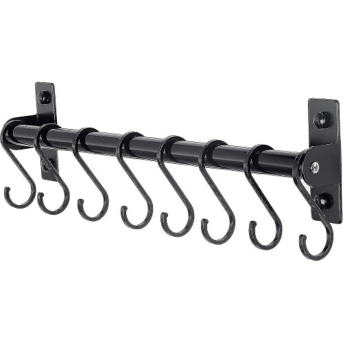 Pot Rack with 8 Hooks compatible with Kitchen, Wall Mounted Black
