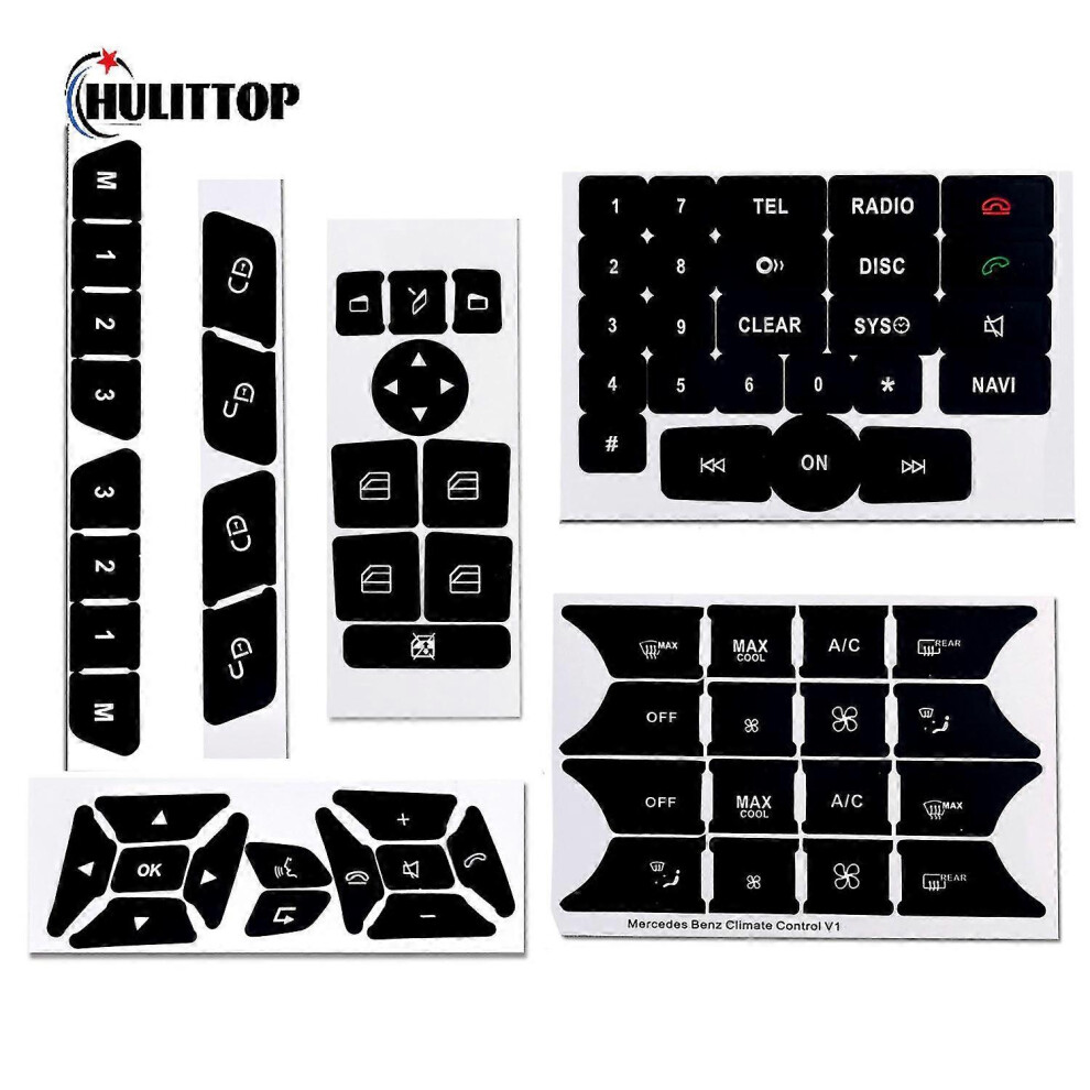 Car Button Repair Sticker Matte Decals Compatible With Mercedes Benz Glk350 C Class Black 3160160565850