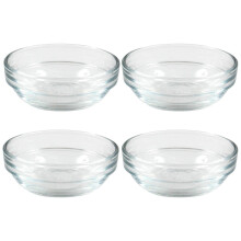 Duralex set van 4 Lys ronde stapelbare kommen, perfect voor feestjes en barbecues.