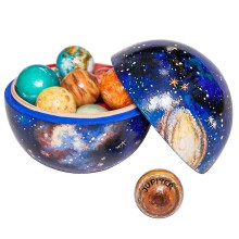 Houten speelgoedmodel van het zonnestelsel en de kosmos, educatief spel, decoratie voor thuis of op kantoor.
