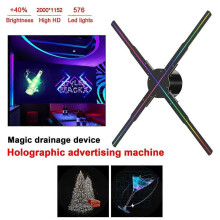 WLAN-3D-Hologrammprojektor mit 576 LEDs, App-Steuerung, Hologramm-Player, Lüfter, kompatibel mit Image Video Store und Werbedisplays, UK-Stecker