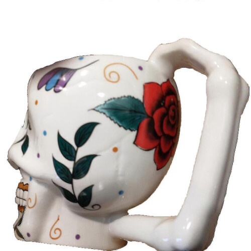 Skull Ceramic Cup, Irregular Shape, Halloween Gift 1