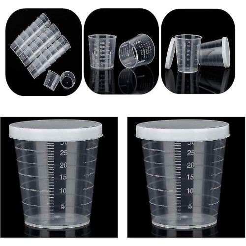 Conjunto de 100 copos medidores pequenos de 30 ml com escala, compatíveis com uso experimental. 2