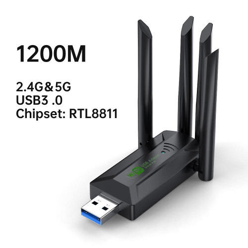 Προσαρμογέας USB WiFi 1200Mbps με διπλή ζώνη και 4 κεραίες 2