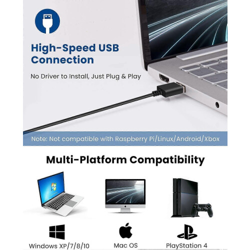 USB Computer Microphone, USB PC Mute Button with LED Indicator Plug & Play Mac / Windows Compatible 2