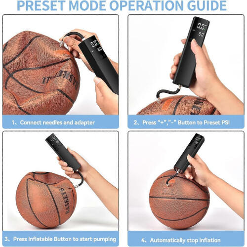 Bomba elétrica para bolas com manômetro preciso e visor LCD digital, compatível com bolas de futebol, basquete e vôlei. 2