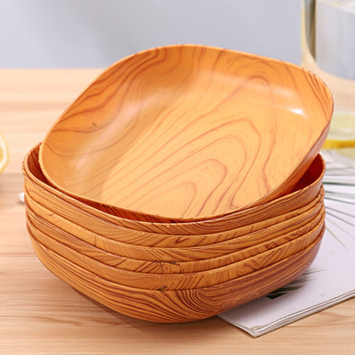 6 Pcs Square Wood Grain Serving Dish Organizer 1