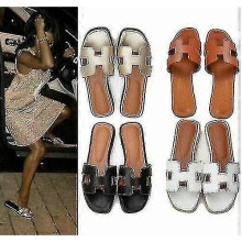 (EU34,Full Black)Womens Summer Beach Flat Sandals Female Slippers Outdoor Wedge Sandals Plus Size