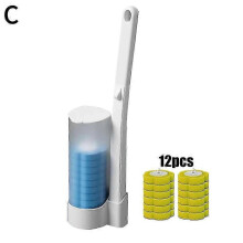 (Yellow set) Disposable Toilet Brush Set Toilet Bowl Cleaning System Cleaners with Refills