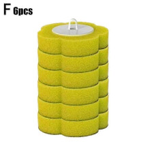 (6pcs yellow) Disposable Toilet Brush Set Toilet Bowl Cleaning System Cleaners with Refills