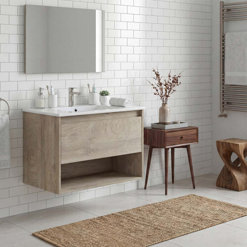 Lavabo cerámico rectangular en blanco 81,5x46 cm Volga 1