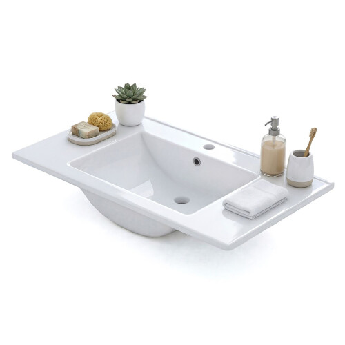 Lavabo cerámico rectangular en blanco 81,5x46 cm Volga 2