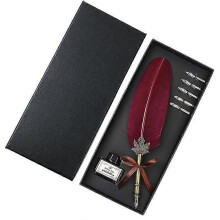 (Color 01) Retro Classical Fountain Pen Old European Style Feather Dip Writing Pen Ink Bottle Set Gift Box - RiRi