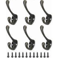 Coat Hook 6 Pieces Vintage Metal Coat Hooks Coat Rack Retro Hook for Hat Clothes Wall Hooks with Bronze Screws One Size - Ri