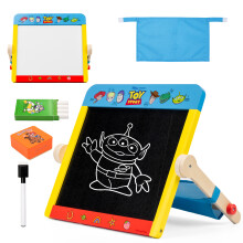 Disney Toy Story 2-in-1 Tabletop Easel Double-Sided Drawing & Chalk Board with Pen, Eraser & Velcro Storage Pouch, Age 3+