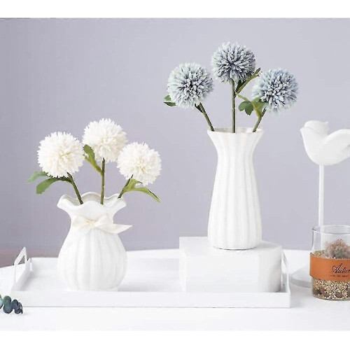 6Pcs Artificial Flowers,Silk Plastic Artificial Hydrangea Realistic Flower Arrangements(White) - DD01 1