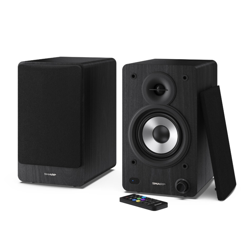 Sharp Bookshelf Speakers 2 Way Active 60W Rms 2X 30W Bluetooth Usb Optical Aux