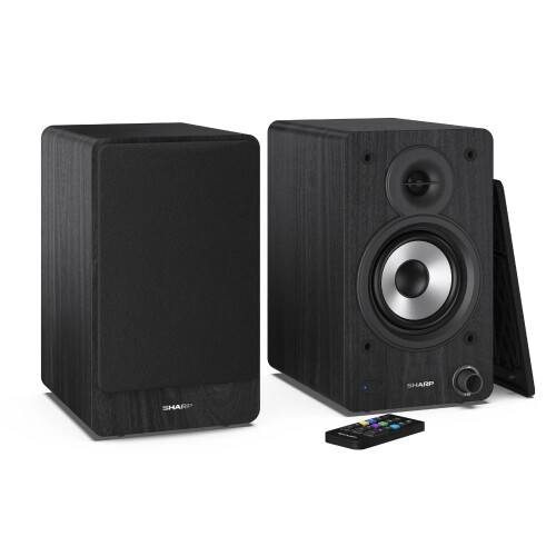 Sharp Bookshelf Speakers 2 Way Active 60W RMS 2x 30W Bluetooth USB Optical AUX 1