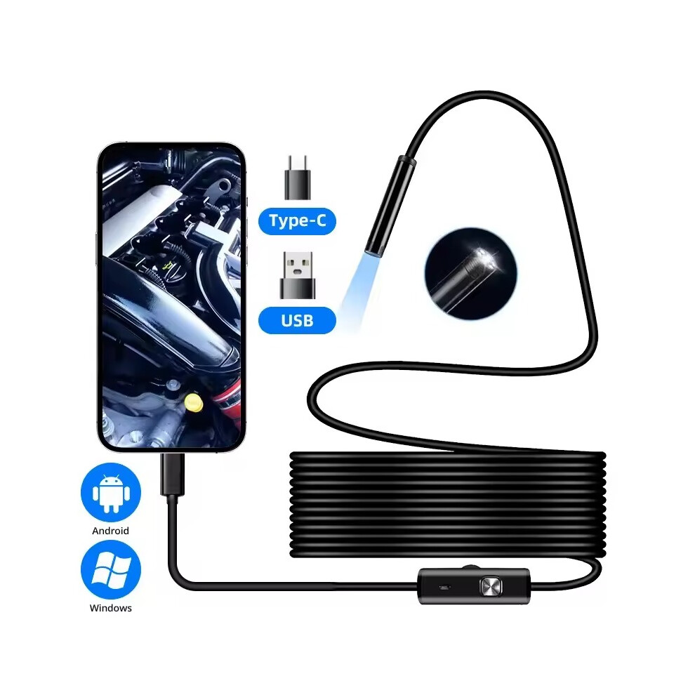 5.5/7.0MM Type-C Endoscope Camera IP67 Waterproof with 6 Adjustable LEDs USB Android Flexible Inspection Borescope for Phone PC