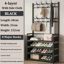 Doorway DIY Hat and Shoe Shelf Clothes Hanger Multi Layer Shoe Rack Simple Floor Standing Living Room Organizer Storage Racks