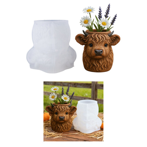 Cow Shaped Silicone Making Mold for Creative Flower Pot and 1