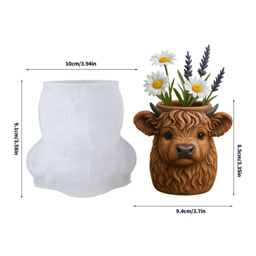 Cow Shaped Silicone Making Mold for Creative Flower Pot and 2