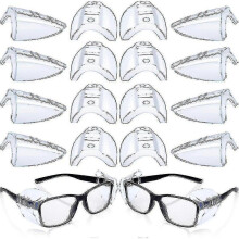 8 Pairs Safety Eye Glasses Side Protection Slip Clear Flexible Slip Shield - PJ
